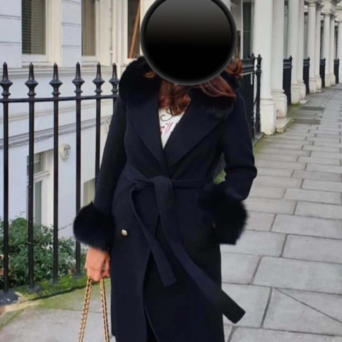 Kappa i Kashmir med avtagbar pälskrage och pälsmuddar - 90