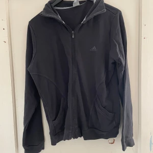 Svart huvtröja från Adidas - Säljer en svart huvtröja från Adidas Essentials. Den har en dragkedja framtill och är långärmad. Perfekt för höst och vår, och funkar lika bra till träning som till vardags. Tröjan är i bra skick och superbekväm!