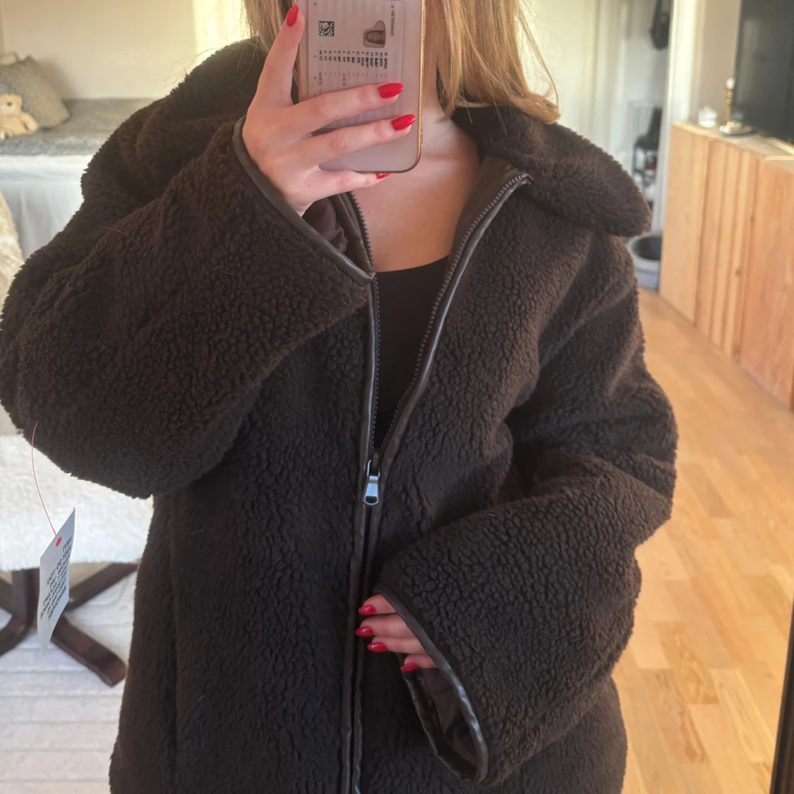 Brun teddyjacka  - 90