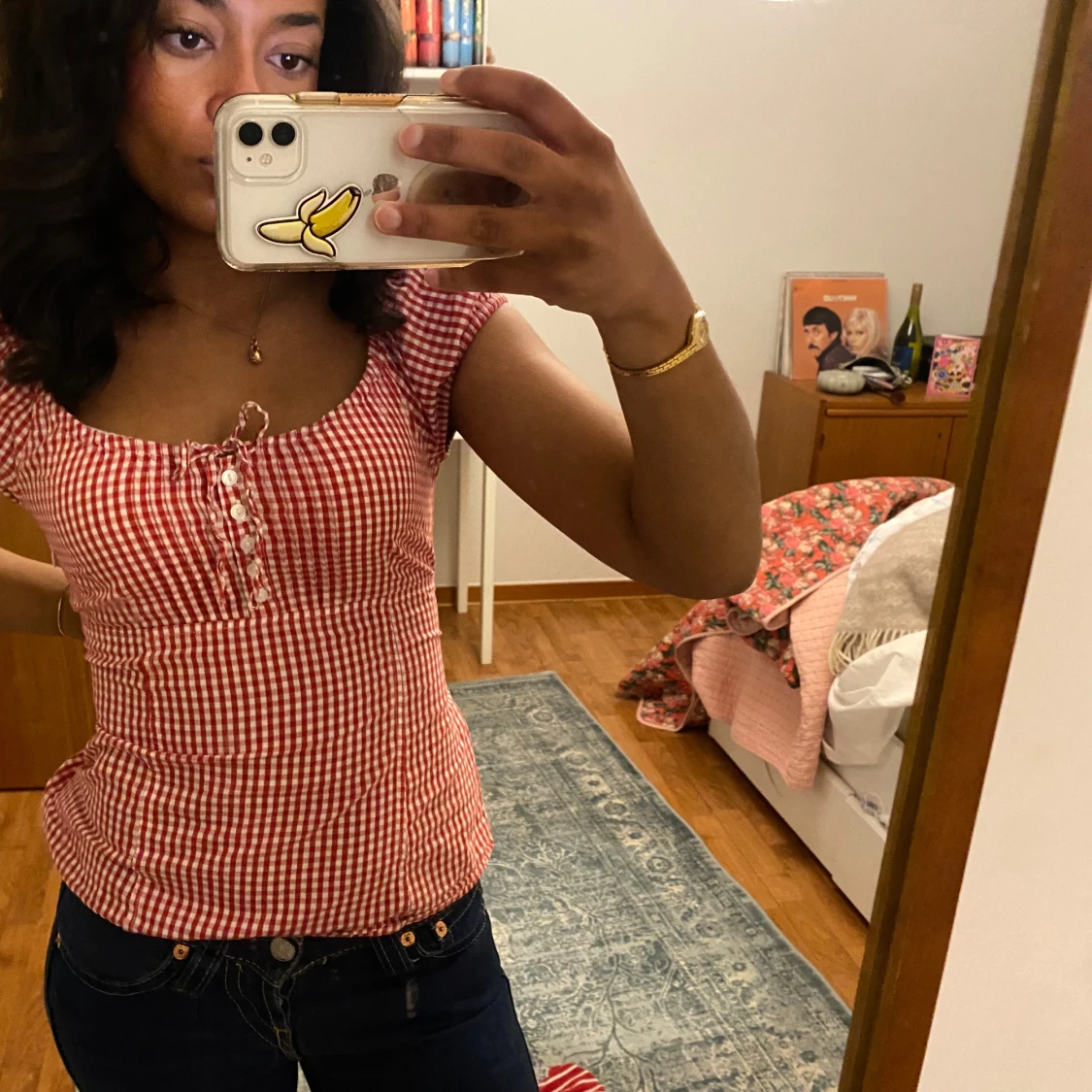 Röd- och vitrutig topp - 91