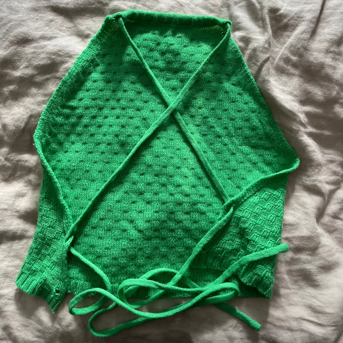 Grön ribbad halterneck topp - 92