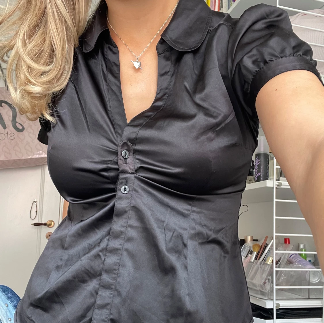 Satin topp svart - 91