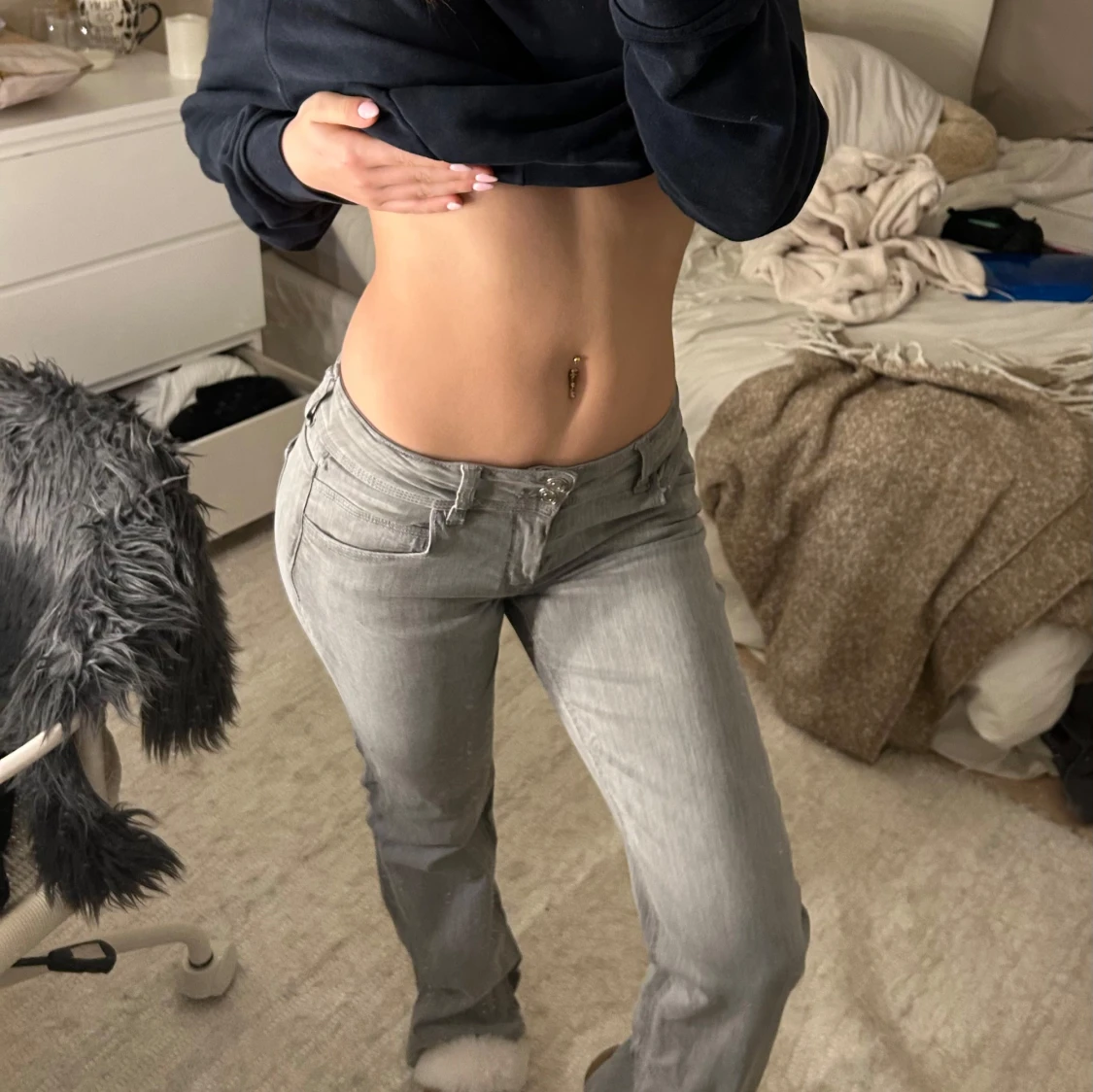 Grå bootcut jeans - 1