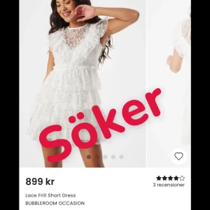 Vit spetsklänning från Bubbleroom - Söker efter denna klänning i XS som är helt slutsåld på bubbelroom. Om du har klänningen och är intresserad av att sälja så skriv gärna☺️