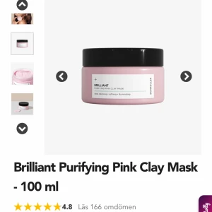 Brilliant Purifying Pink Clay Mask - 100 ml - Brilliant Purifying Pink Clay Mask, en ansiktsmask som djuprengör på djupet, minskar synligheten av porer och motverkar finnar. Med sina naturliga ingredienser stramar den åt huden och ger en omedelbar lyster som gör att din hud ser fräsch och levande ut direkt efter användning. Perfekt för att ge huden en nystart när den känns trött och obalanserad. vilket ger dig fler behandlingar och bättre resultat över tid. För bästa resultat använd 2 ggr i veckan.  Rengör och minskar synliga porer 