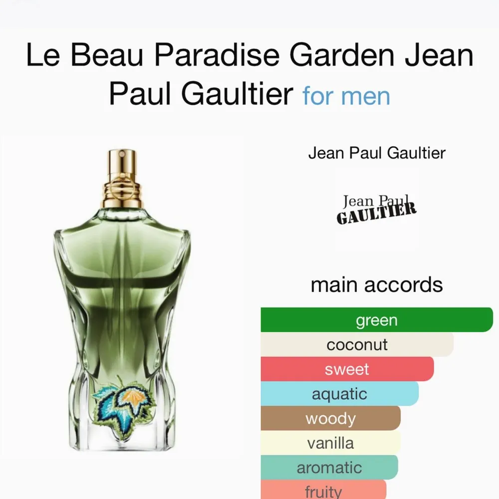 Säljer hela flaskan av Jean Paul Gaultier Paradise Garden, 60ml är kvar av 75, trades är också möjliga. Parfym.