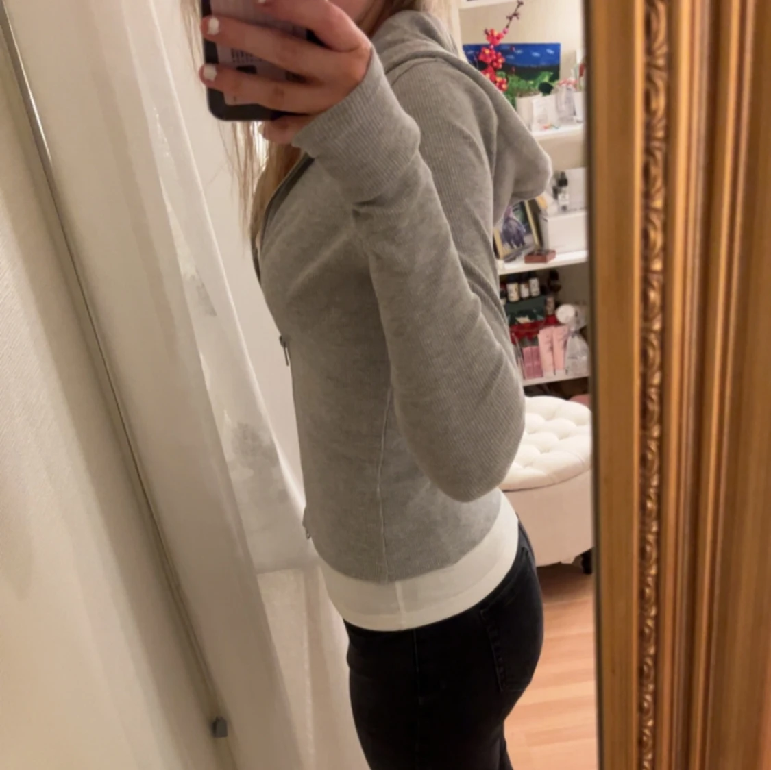 Grå zip up hoodie - 2