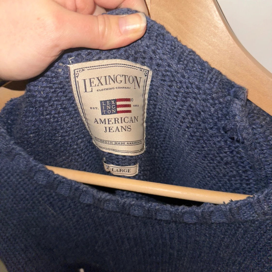 Vintage blå stickad tröja/klänning från Lexington - 2