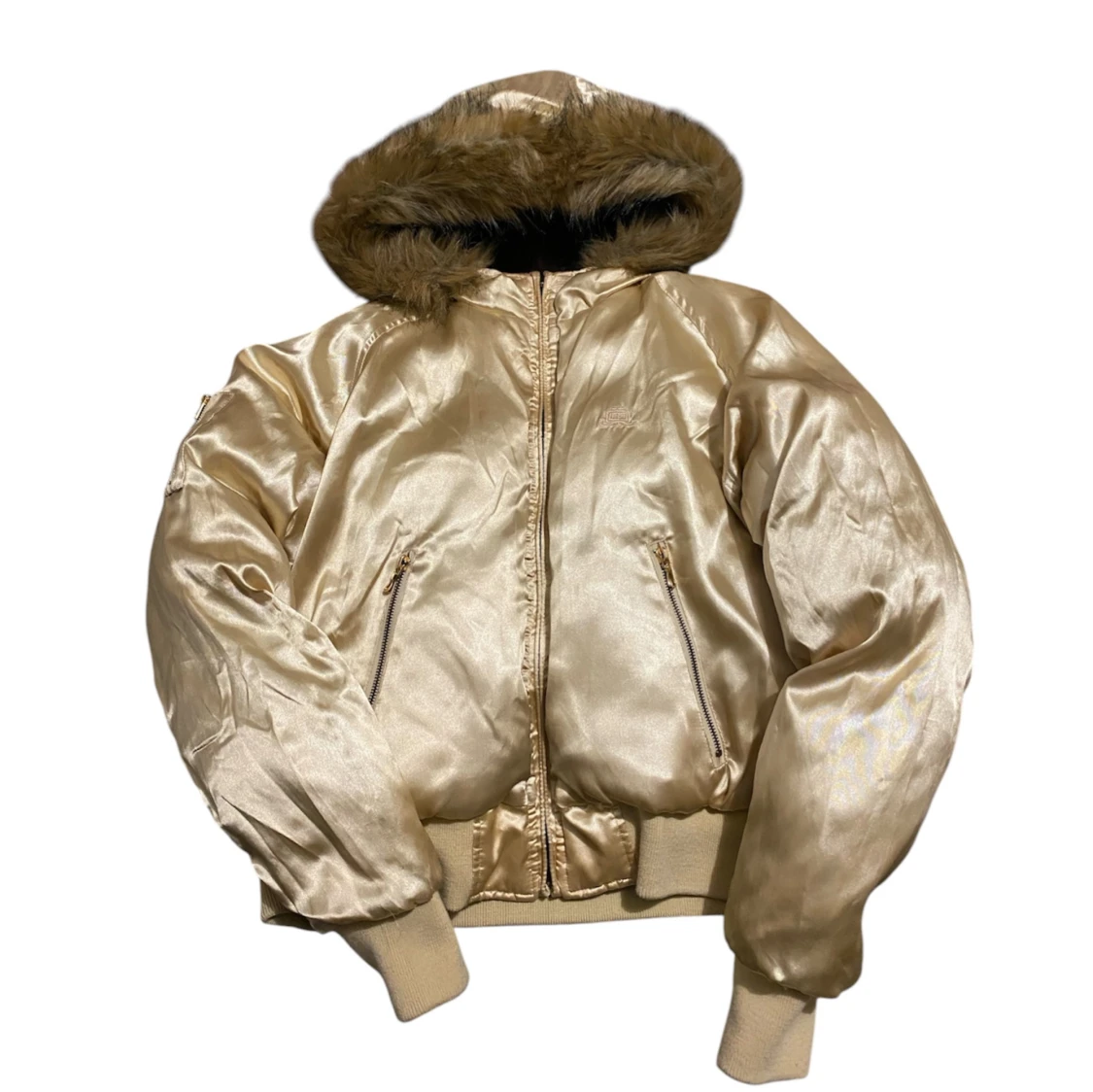 2000s brun /guld pufferjacka med pälskrage🤎 - 1