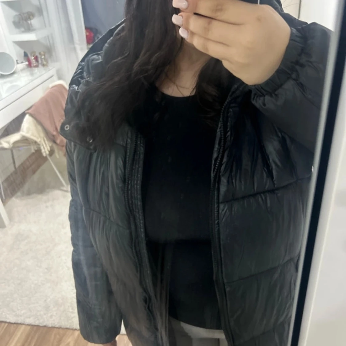Svart lång pufferjacka från 157 - 91