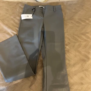 Gråa skinnbyxor - Gråa skinbyxor från designe by si, säljer pågrund av att dem är för små. Helt oanvända storlek 36.