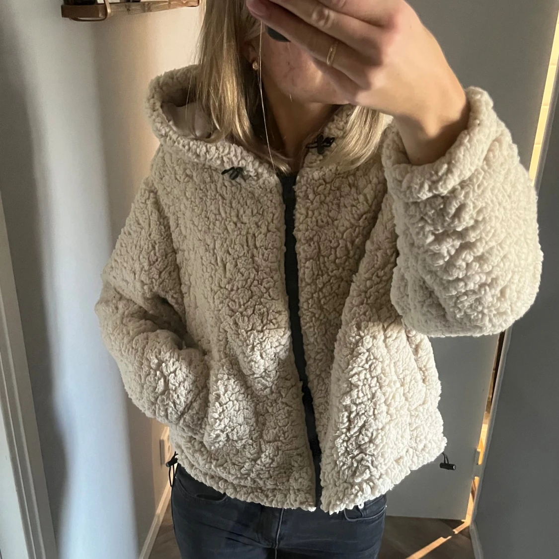 Beige Teddyjacka  - 90