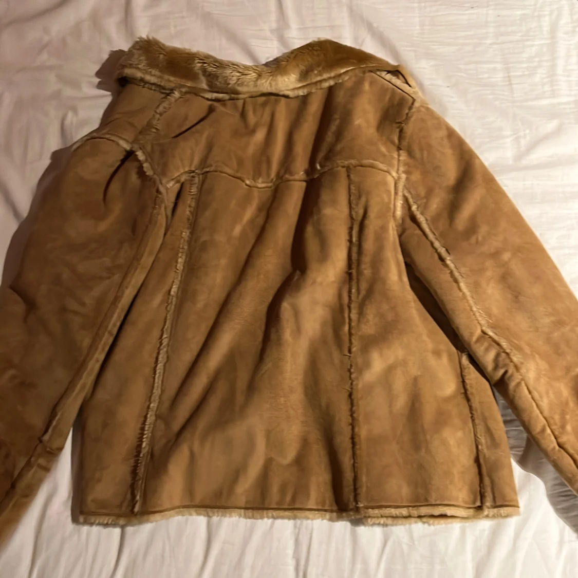 Beige mockajacka med foder - 1