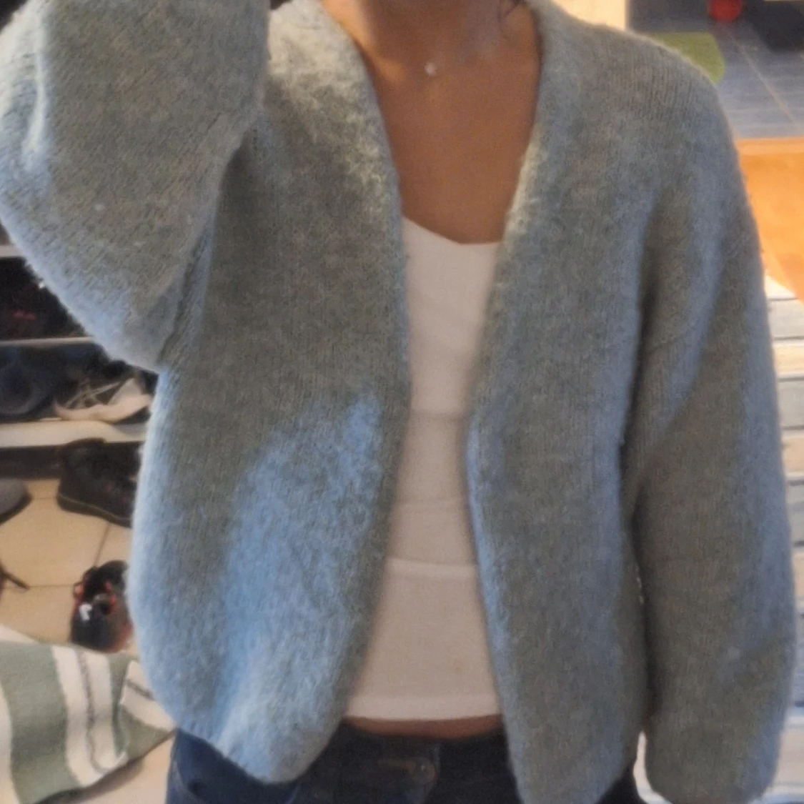 Ljusblå stickad kofta från Lindex - 2