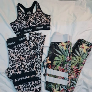 Träningskläder - Träningskläder från Stronger, leopard är i väldigt bra skick, de gröna är i använt skick. Super fina men har för  många. 100kr styck   OBS: leopard tajtsen är SÅLD