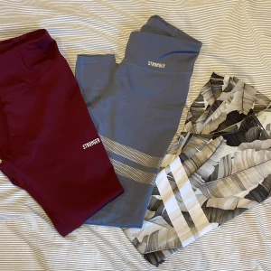 Stronger tights - Fint skick, kommer ej till användning då de inte passar som jag vill. De röda och blå är använda Max 3 gånger var, de gröna är mer slitna så säljs billigare! Känns dumt att kasta. BLÅ ÄR SÅLDA