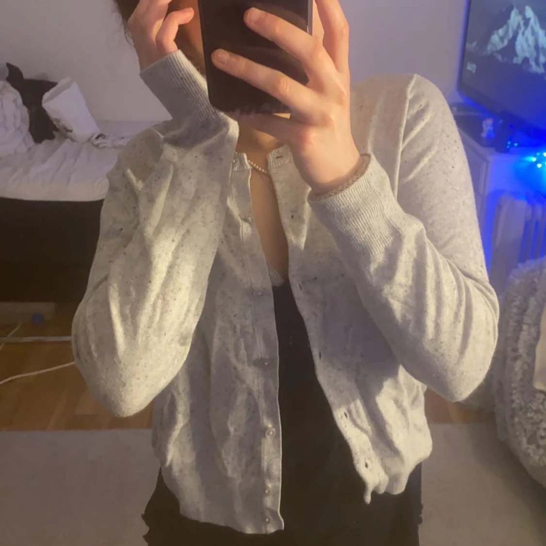 Stickad Grå kofta - 91
