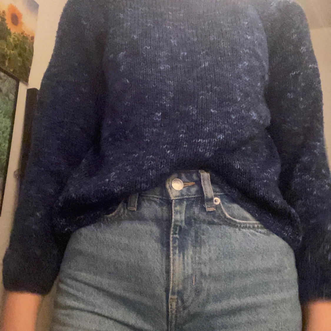 Blå stickad tröja!