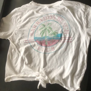 White tie crop-top from H&M size M - A white crop top with a graphic design on the back (it says Barbados Beach Club, Barbados Beach on front). Size M, from H&M originally.