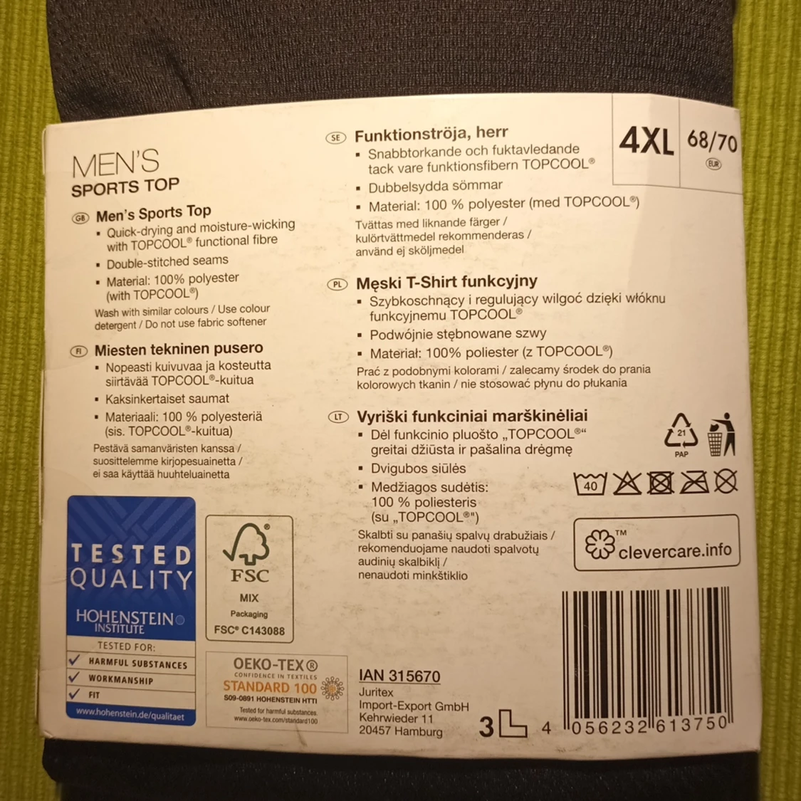 Ny!!! CRIVIT mens sport top. 2st. 4XL - 91