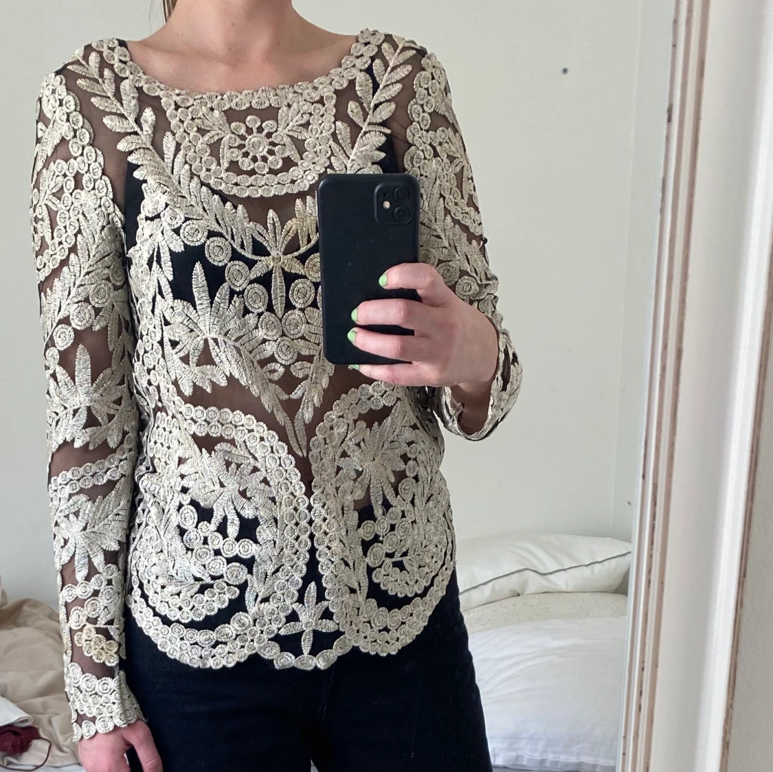 Guld/beige topp strl S