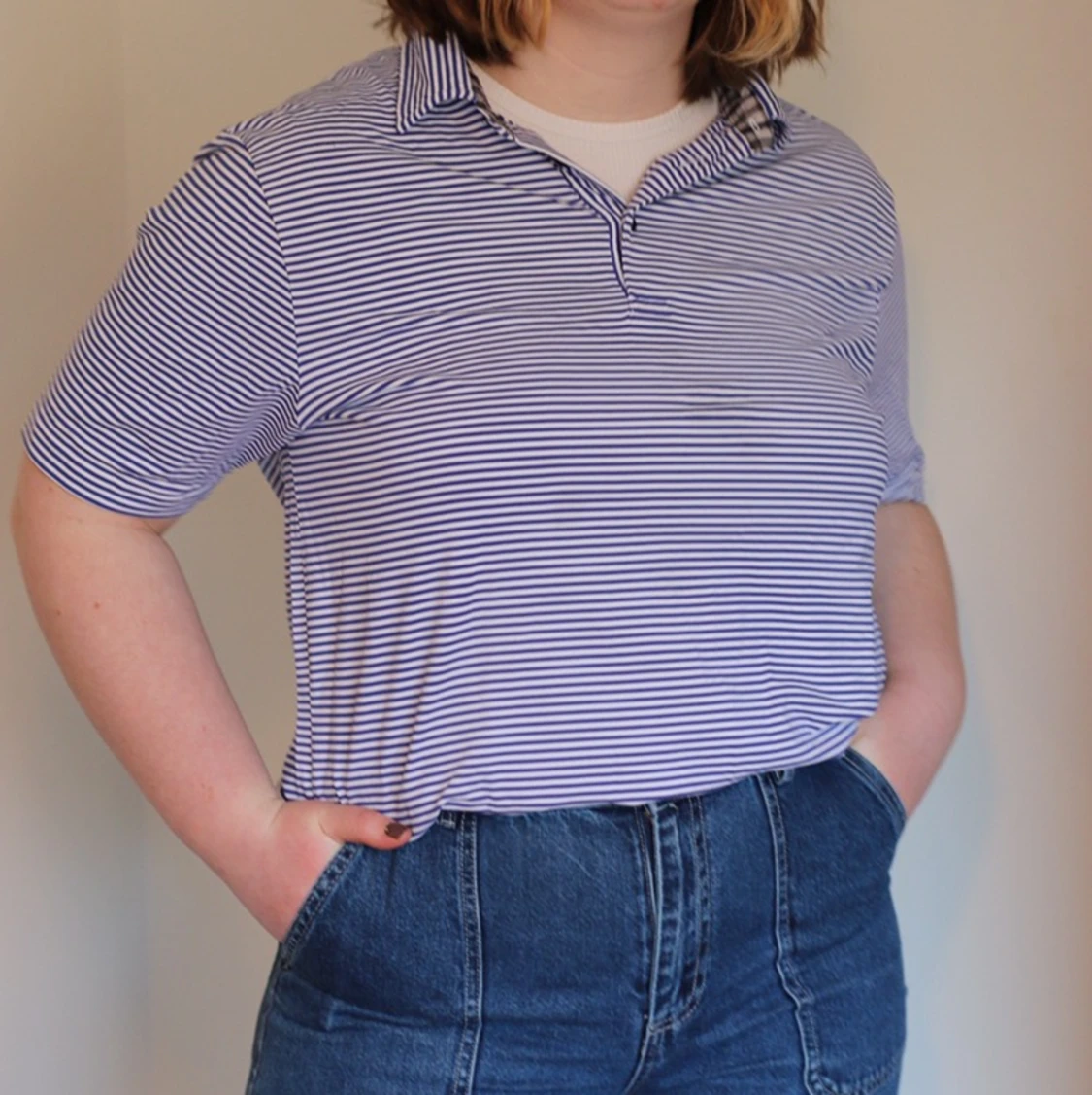 Randig oversized tröja med krage