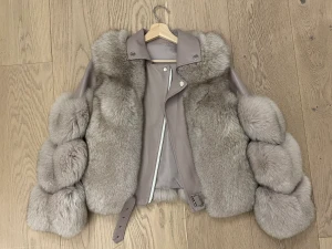 Leather/fur jacka  - Exklusive läderjacka med pälsdetaljer