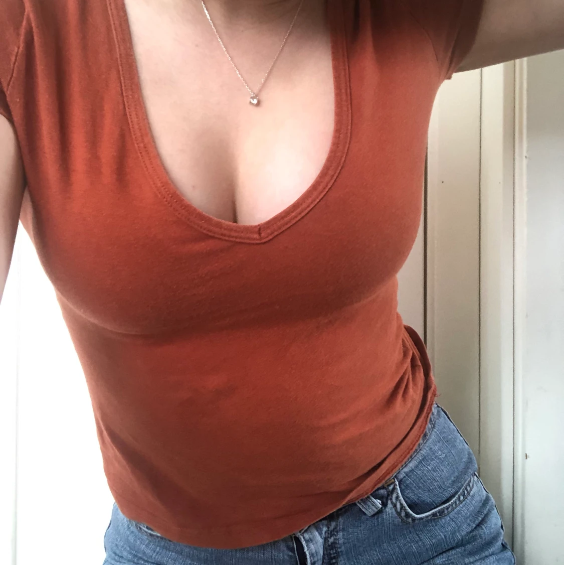 Fin röd/orange tröja  - 90