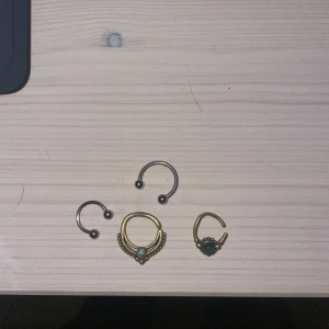 Septum piercingar - Septum piercingar. 30kr styck. Köpta på ornament.se  Stora hästskon och den guldiga i mitten är sålda. 