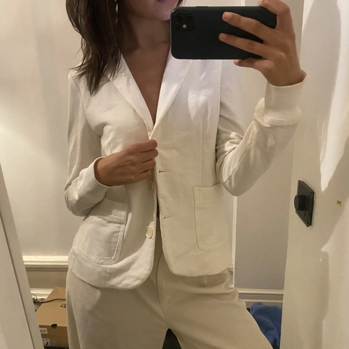 Vit kavaj i bomull  - 90