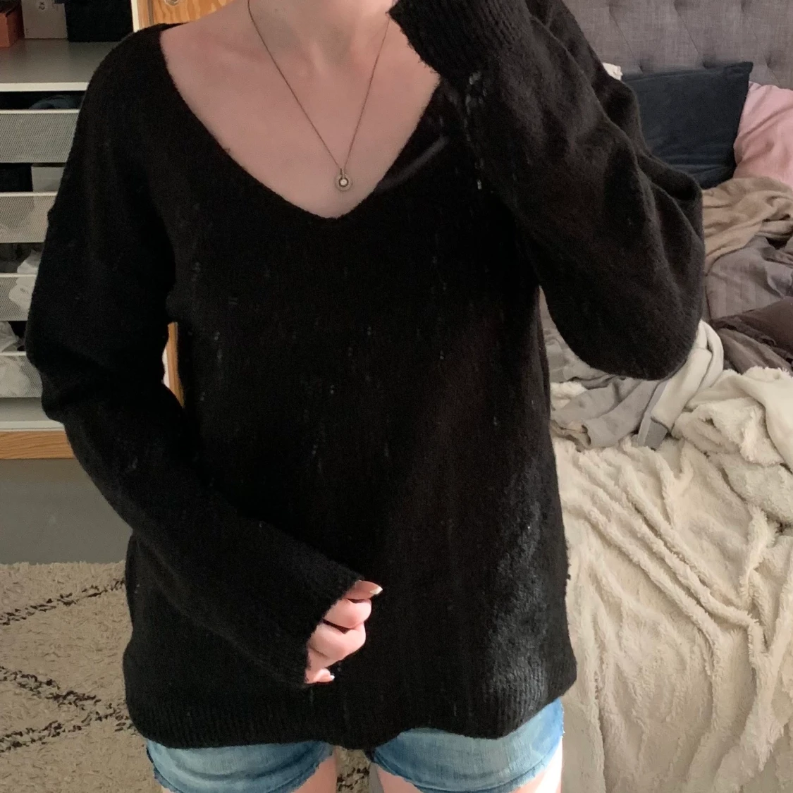Svart stickad tröja - 90