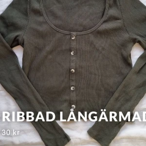 Ribbad långärmad - Ribbad långärmad i strl L. Passar mig som är en s/m men sitter ej tajt. Den är väldigt stretchig men kan ej säga exakt hur stort den passar för. Köparen står för frakt. 