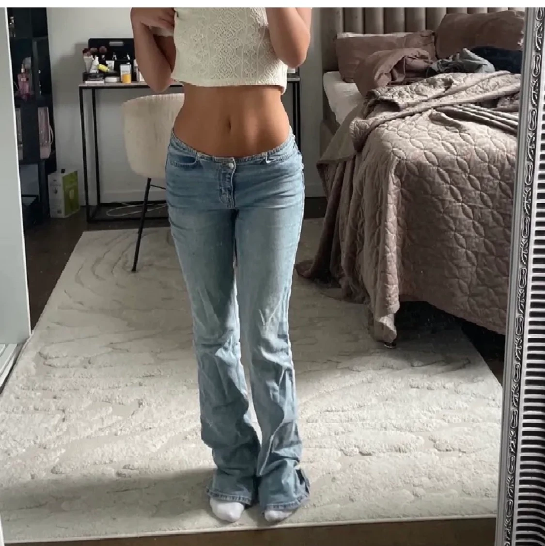 Lågmidjade bootcut jeans ljusblå