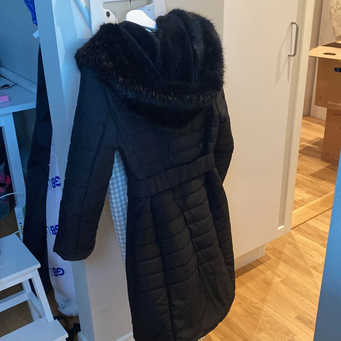 French connection long puffer coat with faux fur hood - 91