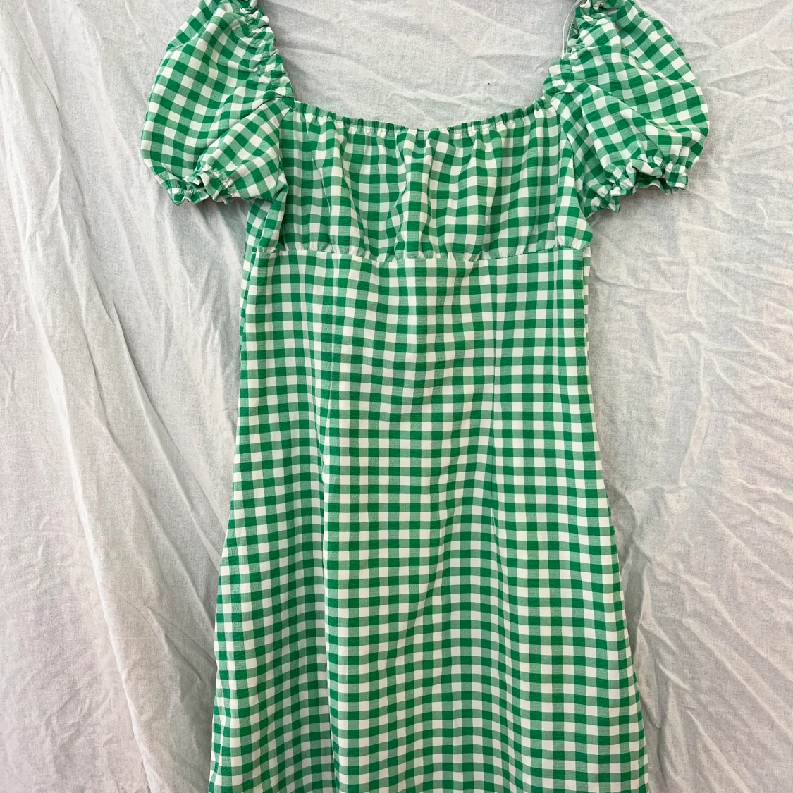 Rutig grön klänning  - 90