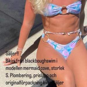 Såå drömmig bikini ifrån blackboughswim i modellen mermaid cove. Storlek S på båda delar. Plombering, prislapp och allt sånt kvar (endast provad)! Originalpris är 1000kr + frakt och tull. Mitt pris: 799kr