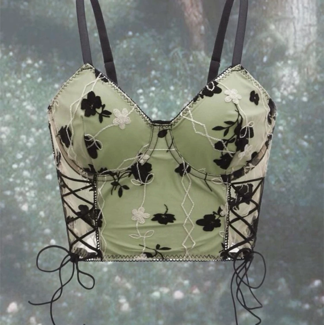 Grön gullig korsett topp