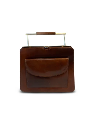 50's Smooth Leather Handbag - 50's Smooth Leather Handbag  -Hazelnut Brown Smooth Leather -Great Condition -One Size  Measurements -Width: 27cm -Depth: 6cm -Height: 22cm
