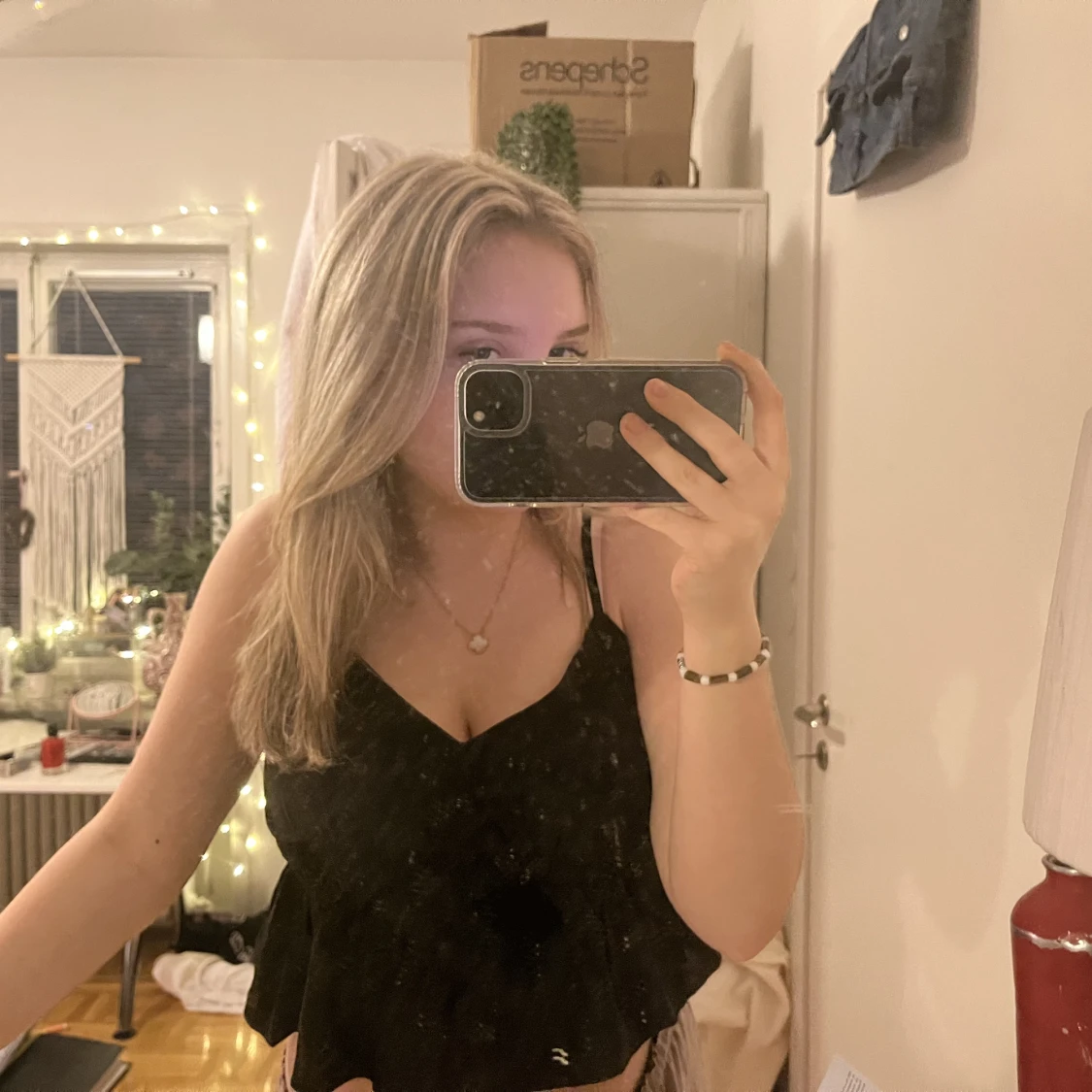 svart peplum topp  - 90