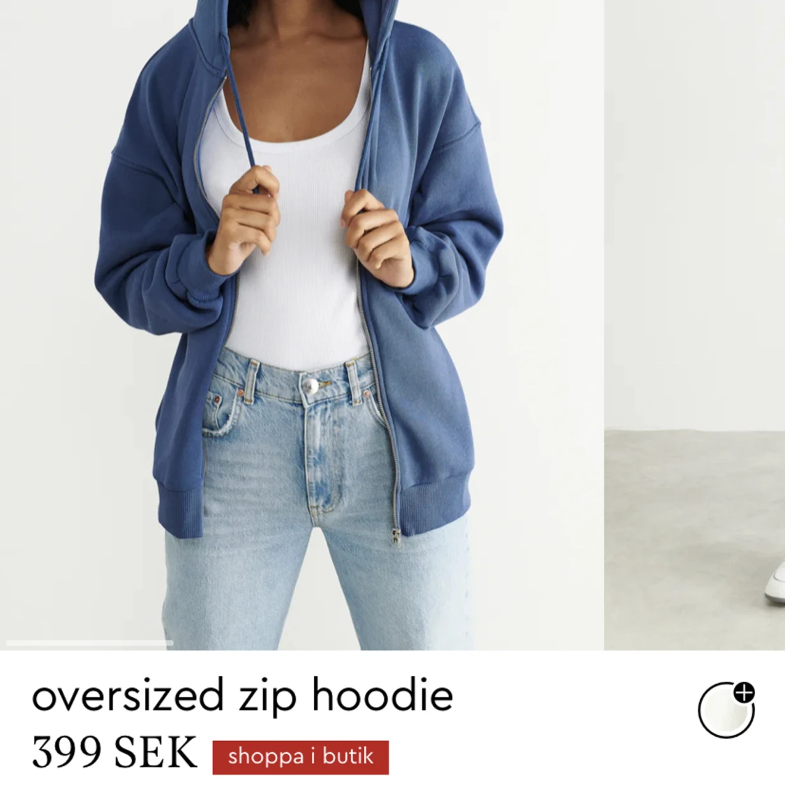 Blå oversized zip hoodie  - 90