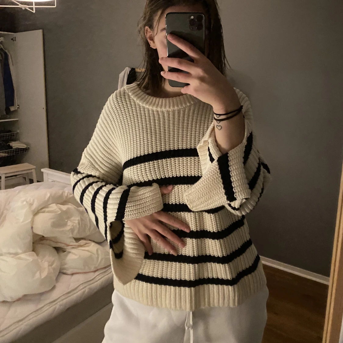 Randig stickad tröja  - 90