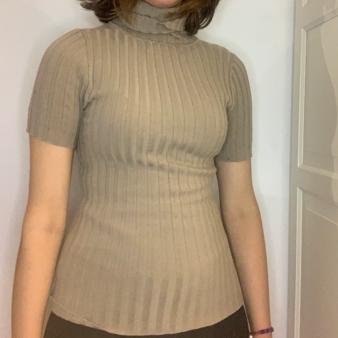 Beige/brun topp i strl s/m