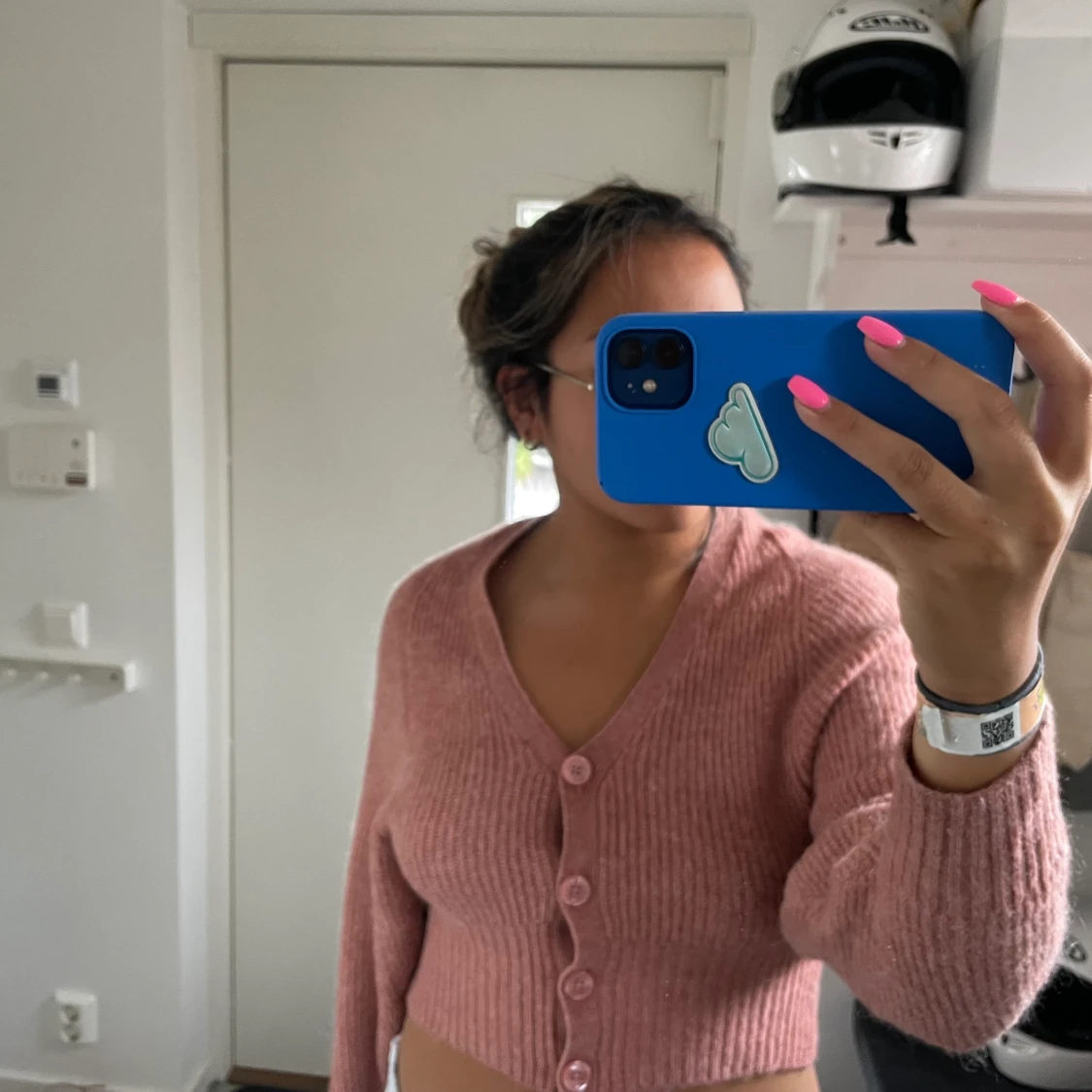 Rosa stickad cardigan 