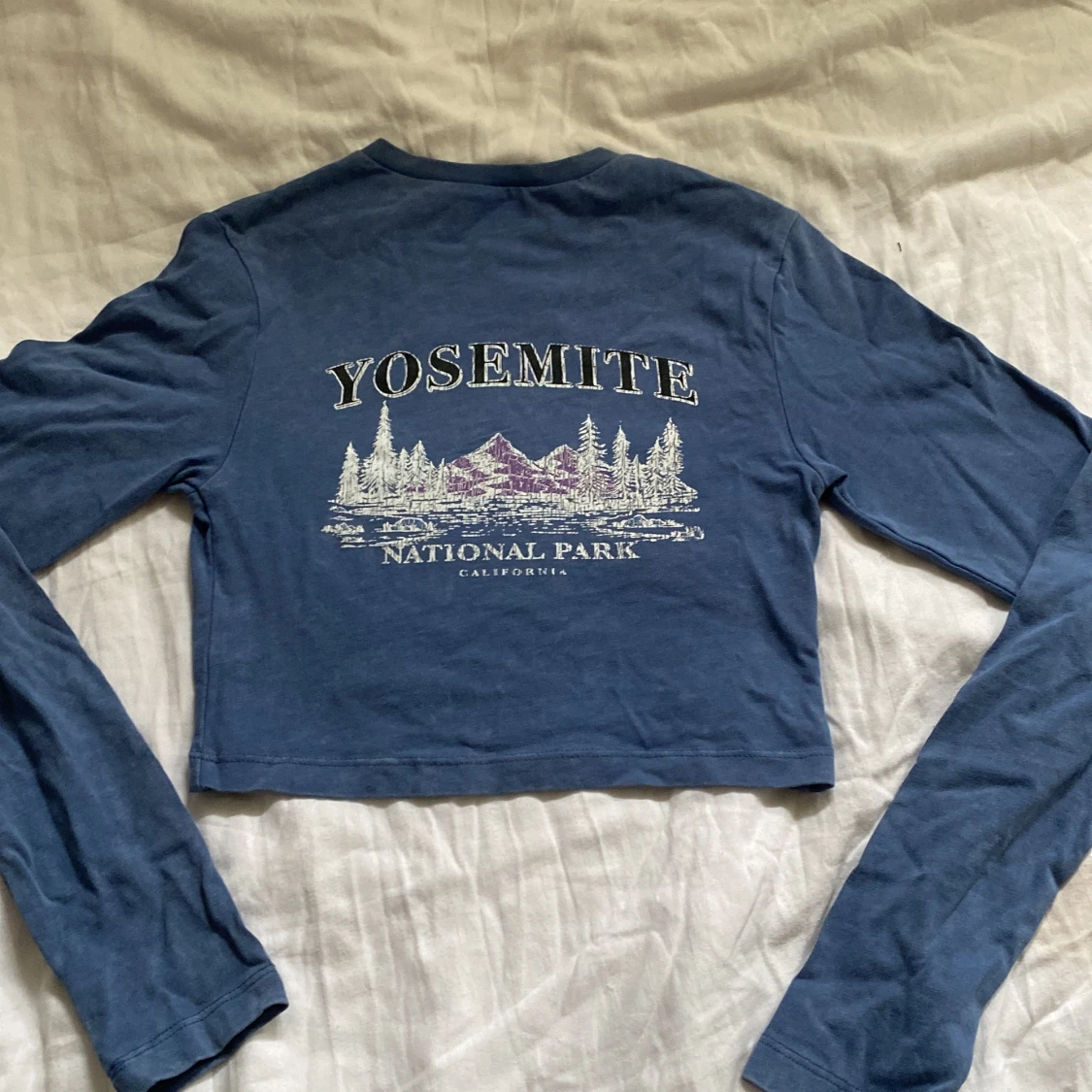 Blå långärmad crop top - 91