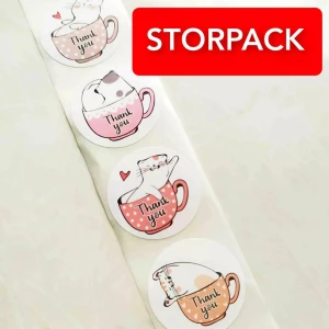 100 PACK Thank you stickers med katter - Gratis frakt   100 PACK Thank you stickers med katter  Ca 25mm diameter per klistermärke.