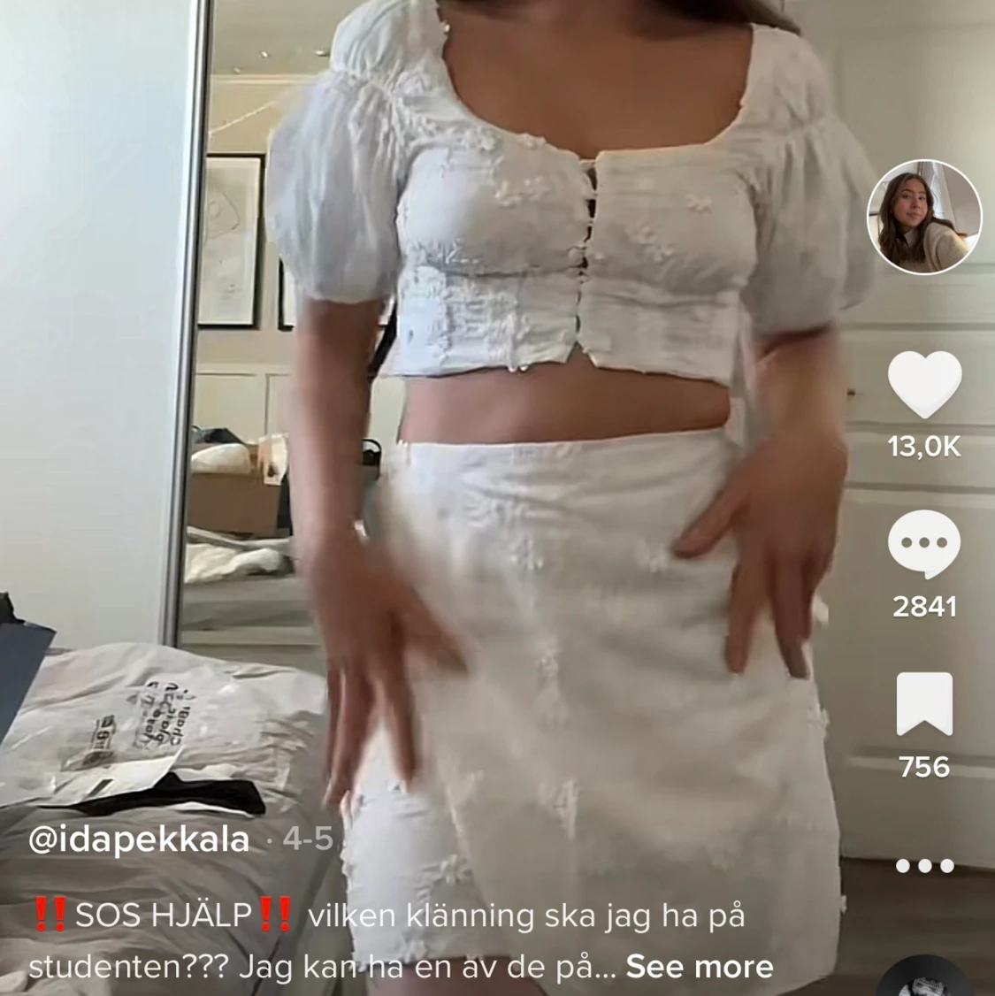 Student Kjol/topp Vit - 91