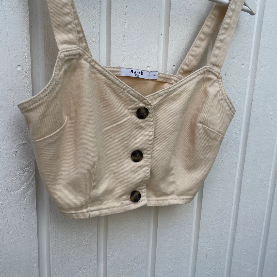 Beige sommartopp i jeansmaterial - 91