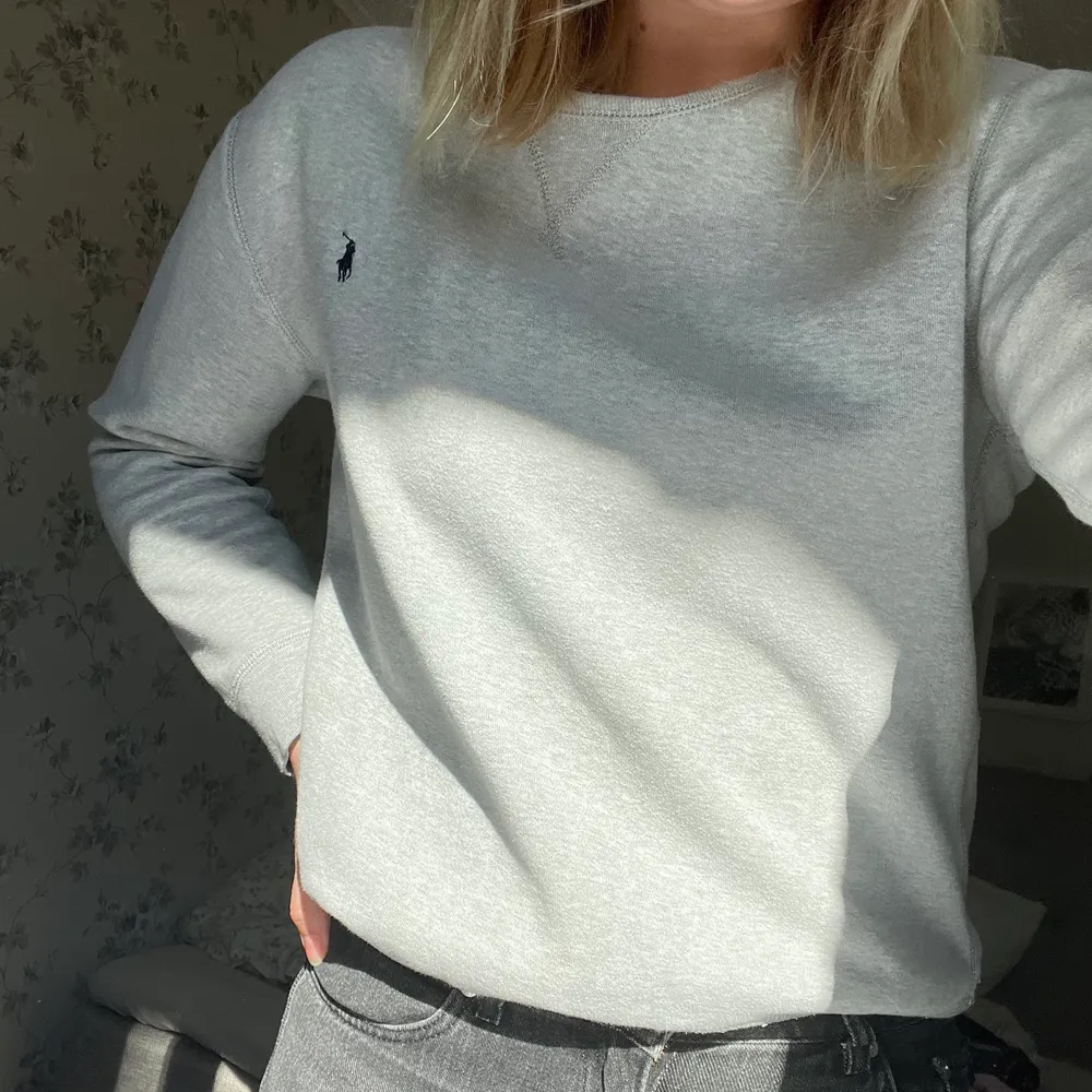 Grå tröja från polo Ralph lauren i barnstolen (14-16) motsvarar xs/s i damstorlek . Hoodies.