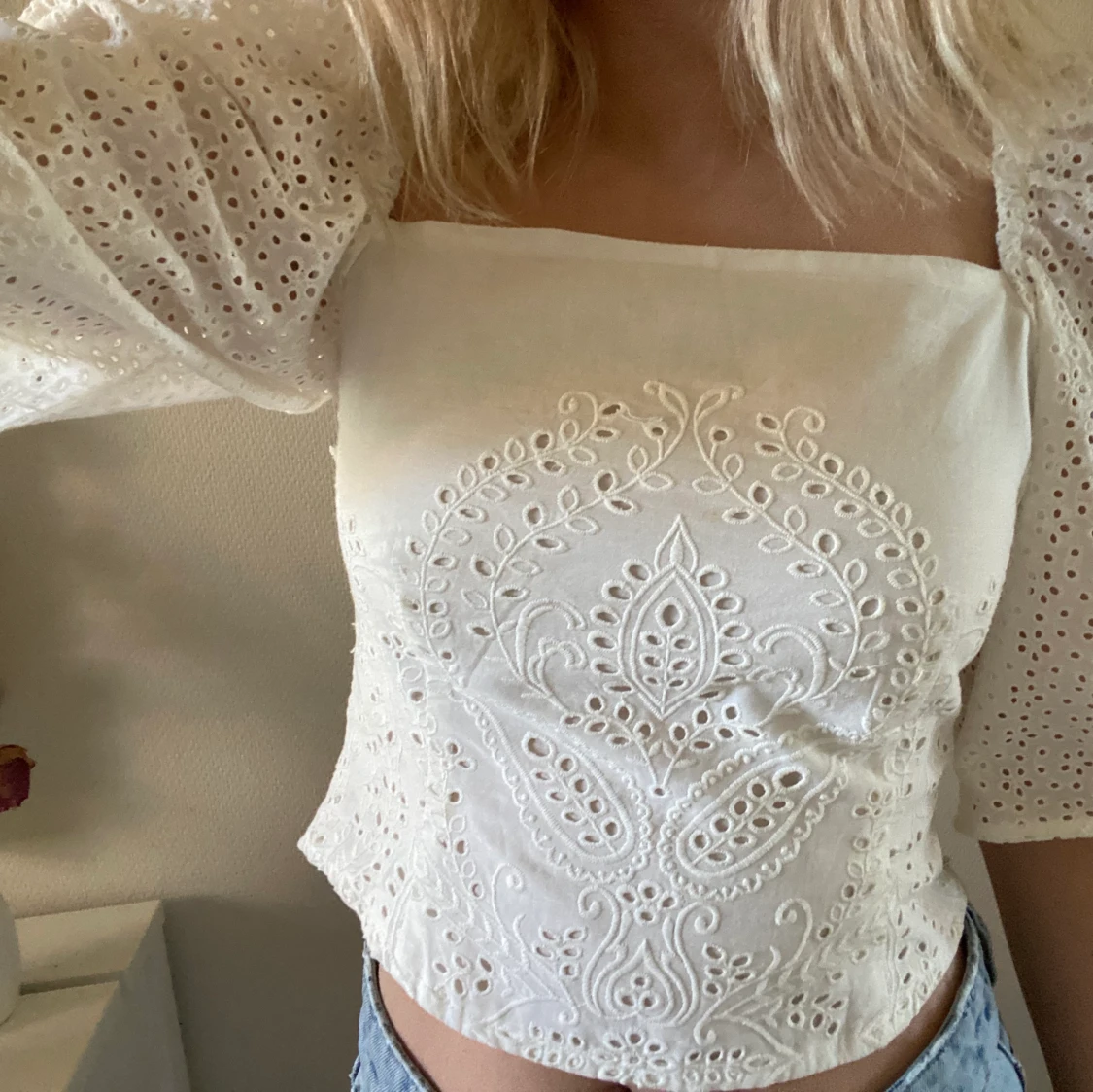 Broderad sommar topp  - 90