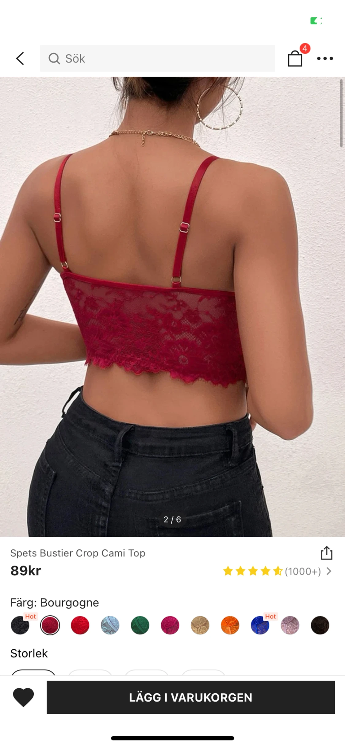 Spets Bustier Crop Cami Top - 90